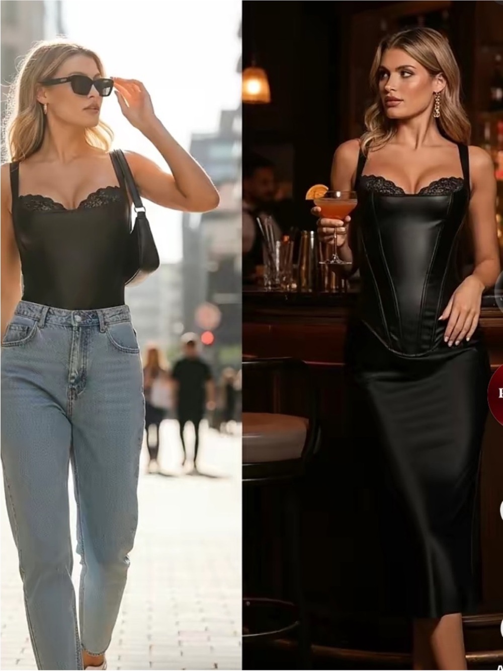 New NWT Popilush Leather bodysuit body contouring faux black leather sz L - Picture 5 of 10